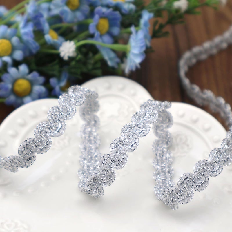 DHFLYDH Rick Rack Trim Braid Lace Trim Embellishment Metallic Edge 20 Yards Braid Lace Trim Wave Braid Lace Ribbon for DIY Crafts Sewing (Silvery) - Image 4